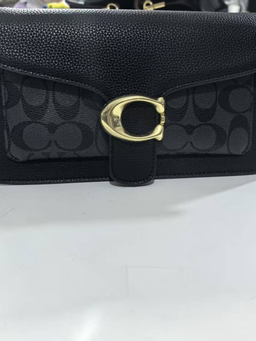 Coach Black Signature Canvas & Leather Wristlet with Gold-Tone 'C' Closure